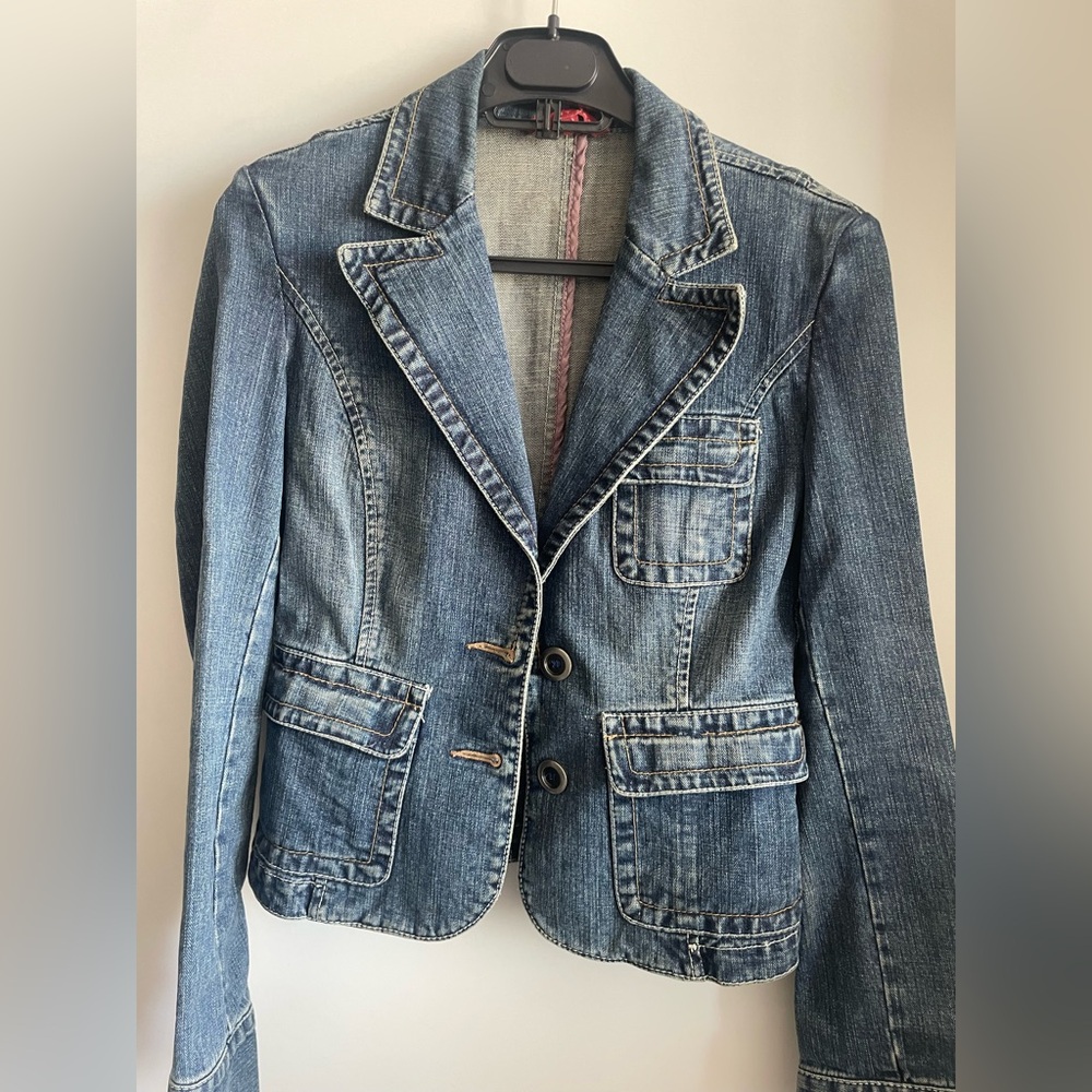 Vintage 90s Y2K Denim Blazer Amazing Jean Jacket